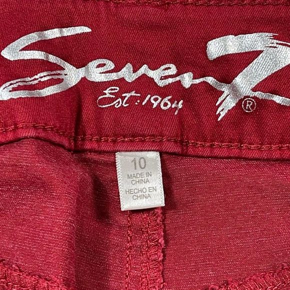 Seven7 size 10 bright red high rise skinny booty shaper jeans like new condition - Picture 13 of 13